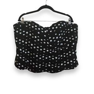 Ashley Stewart Ruched Polka Dot Bustier, Size 22/24 Black/White